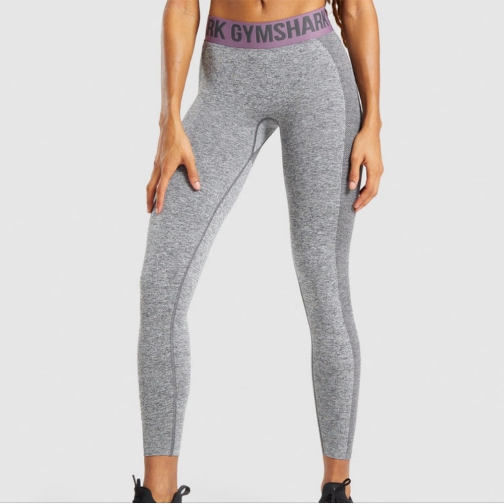 Gymshark Women's Heather Gray/Marl Mallow Purple Flex Leggings, size Large